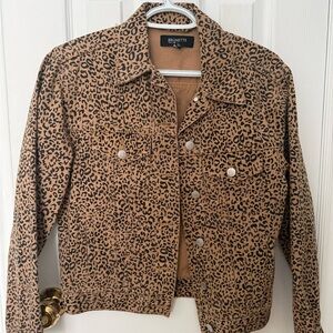 Brunette The Label Tan Leopard Jean Jacket